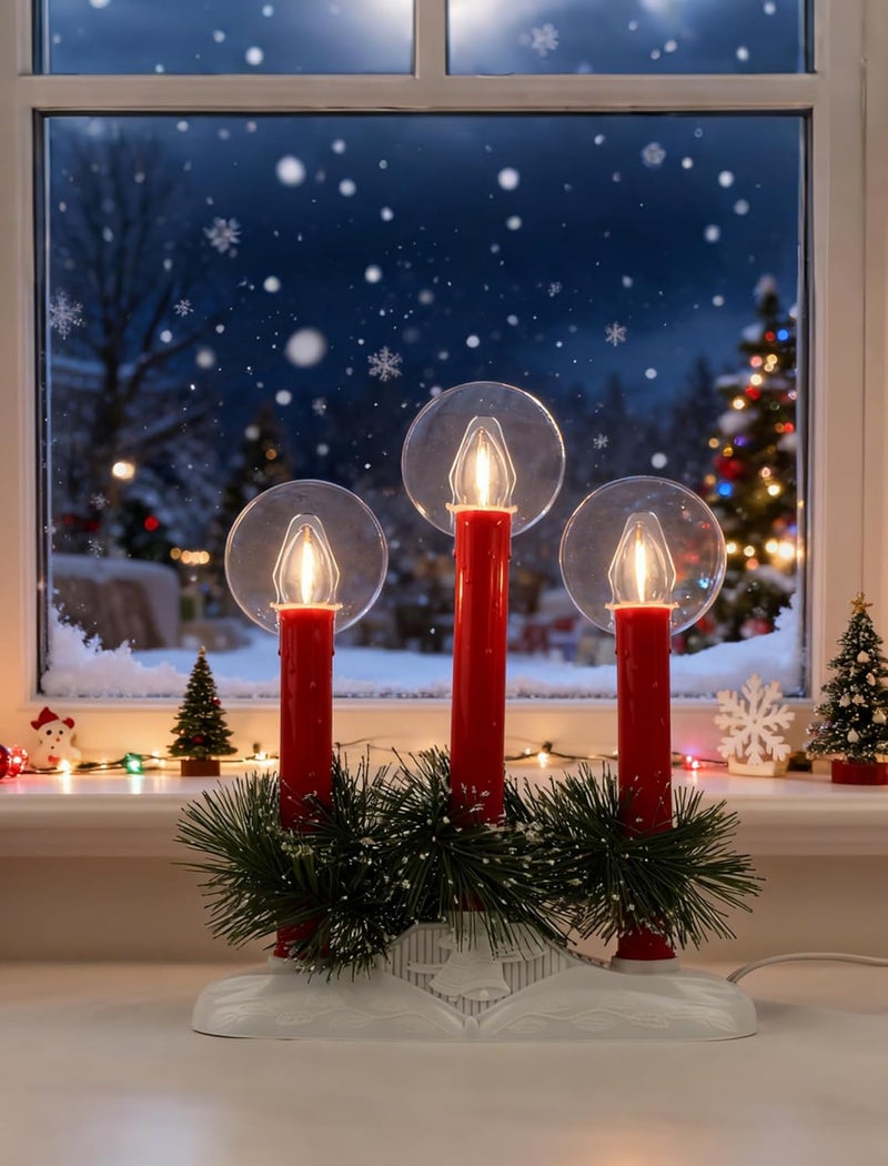 Adirxon Bright Plug in Electric Window Candles, 3-Light Christmas Candolier with Safe LED Bulbs, Modern Flameless Candle Light Lamp for Holiday, Home & Party Decor, UL Listed - Image 5